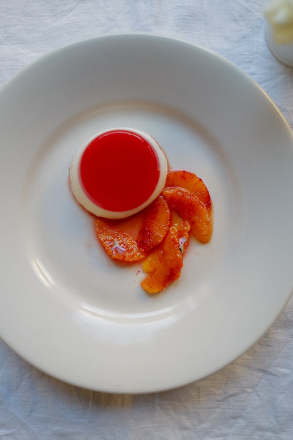 Blood orange panna cotta with honey and rosemary