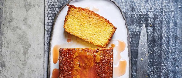 Blood orange polenta drizzle cake