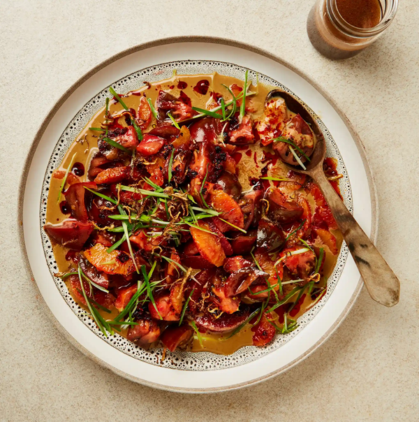 Blood orange salad with ginger tahini sauce