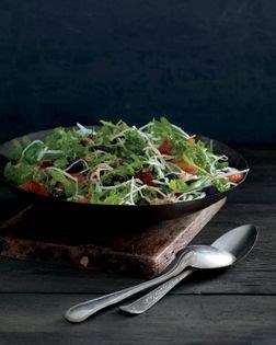 Blood orange salad with jicama, arugula, and oil-cured olives