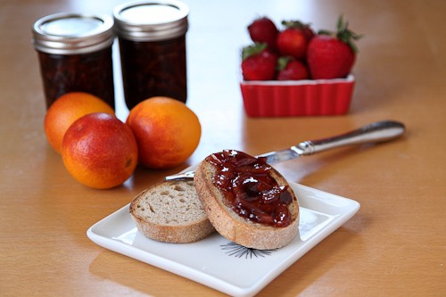 Blood orange strawberry marmalade with a hint of rosemary