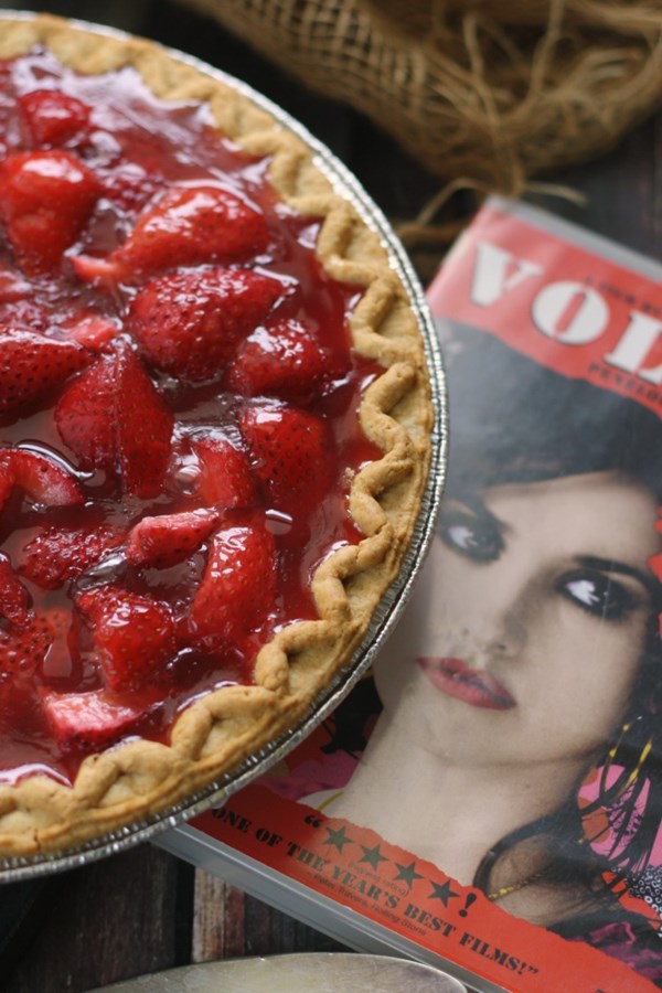 Blood red strawberry pie