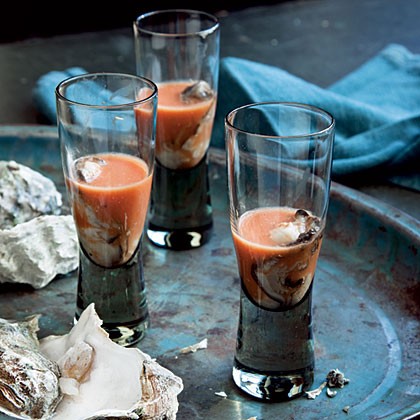 Bloody Mary oyster shooters