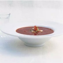 Bloody Mary soup with vodka tomato salsa