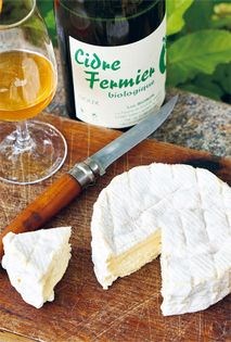 Bloomy-rind cheese with boozy prunes