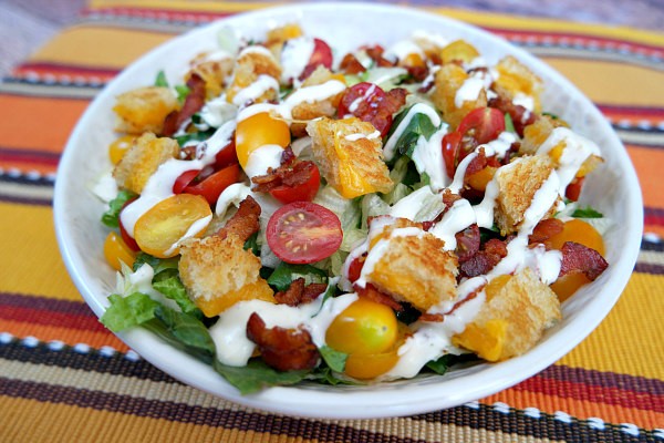 BLT grilled cheese salad with ranch dressing