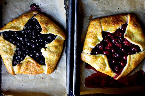 Blue and red berry ricotta galette
