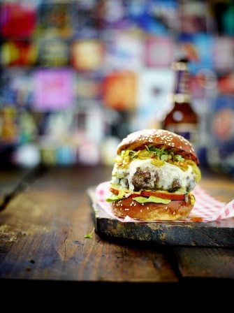Blue cheese & apple burger