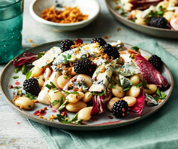 Blue cheese & butter bean salad with blackberry vinaigrette