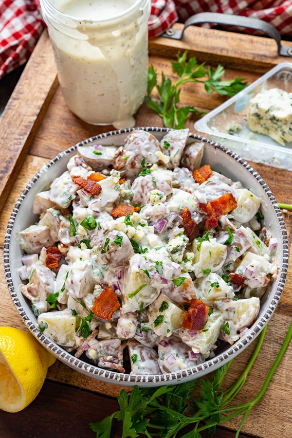 Blue cheese and bacon potato salad