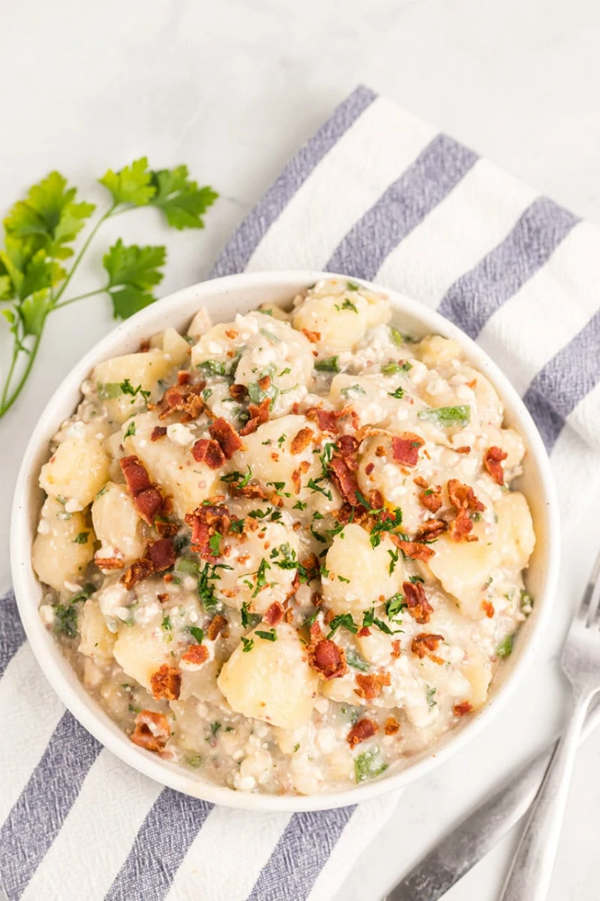 Blue cheese and bacon potato salad