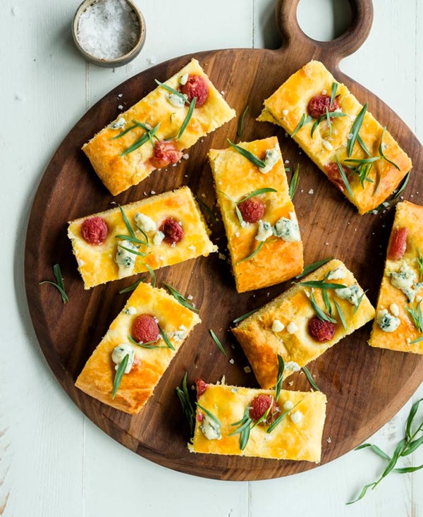 Blue cheese and grape brioche flatbread