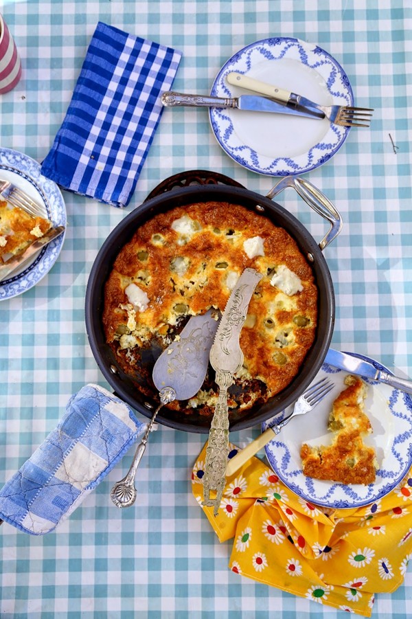 Blue cheese and green olive frittata
