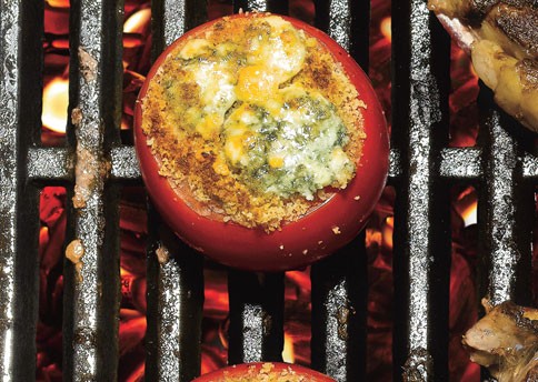 Blue cheese-crusted tomatoes