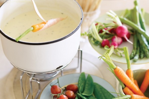 Blue-cheese dip with spring vegetables