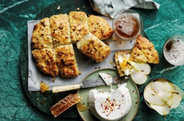 Blue cheese, pear and honey scones