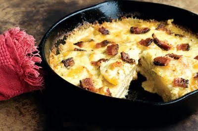 Blue cheese scalloped potatoes with chipotle and bacon