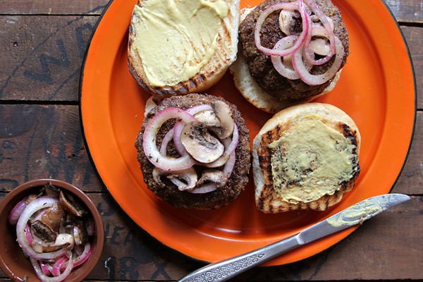 Blue cheese-stuffed burgers