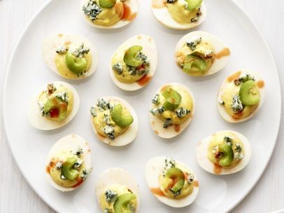 Blue deviled eggs