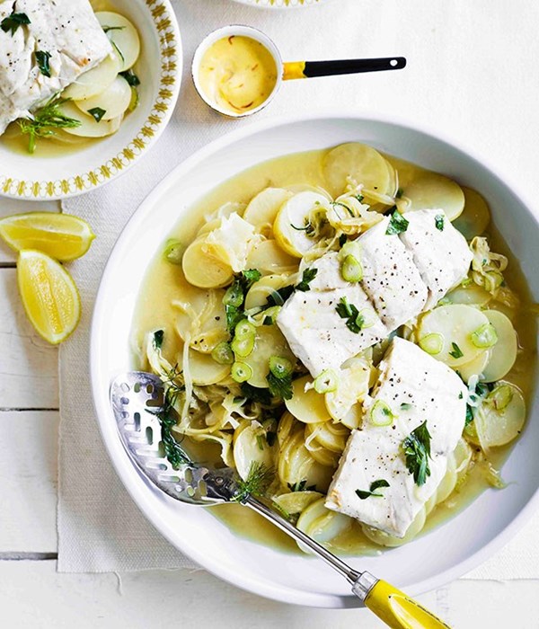 Blue-eye trevalla with potato, fennel and aïoli
