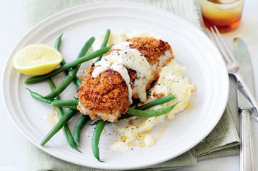 Blue-eye with sundried tomato crust