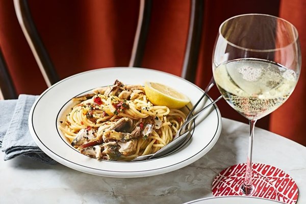 Blue mackerel and fermented chilli spaghetti