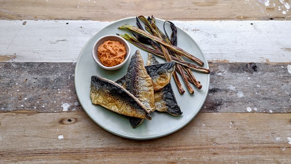 Blue mackerel with romesco sauce (Caballa con romesco)