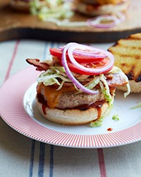 Blue ribbon barbecue chicken cheeseburgers