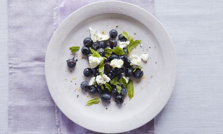Blueberries, feta, and mint
