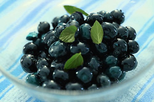 Blueberries in gin syrup