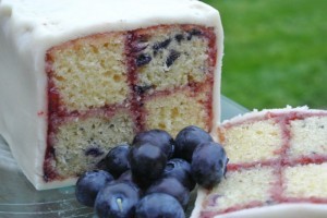 Blueberry & vanilla Battenberg