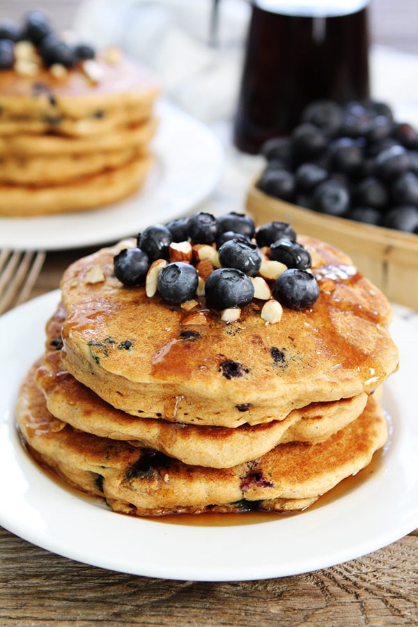 Blueberry almond pancakes