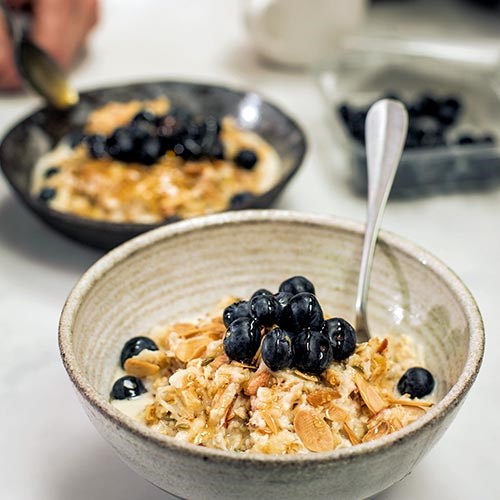 Blueberry and apple Bircher muesli