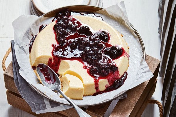 Blueberry and ginger flan