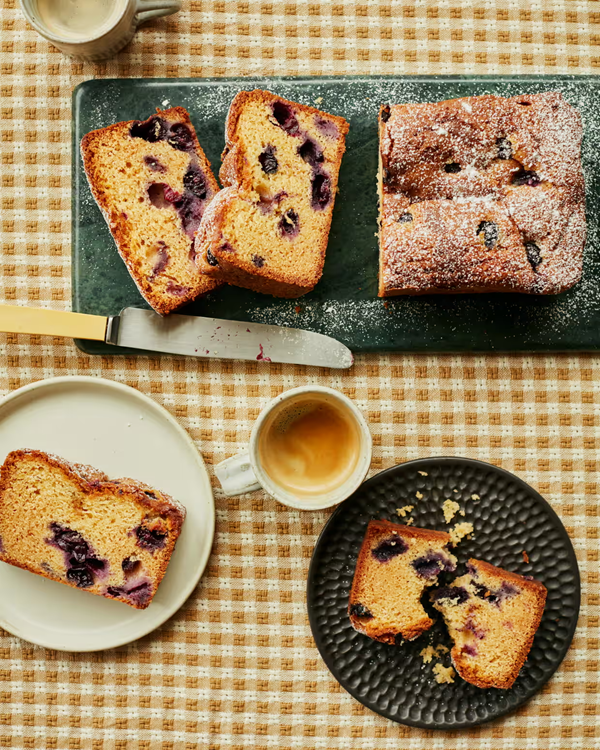 Blueberry and halva loaf cake