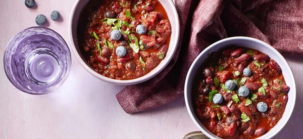 Blueberry and kidney bean chili