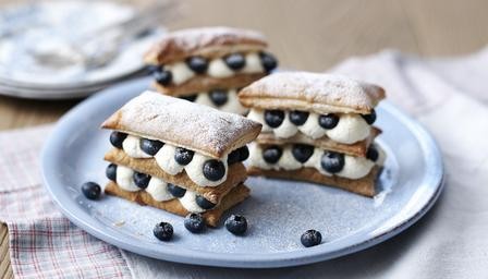 Blueberry and lemon millefeuille