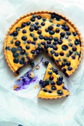 Blueberry and lime crème fraîche tart