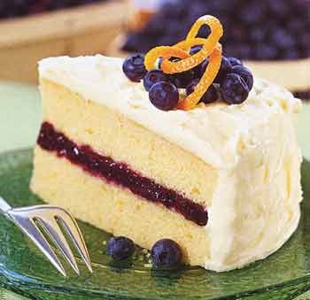 Blueberry and orange layer cake with cream cheese frosting