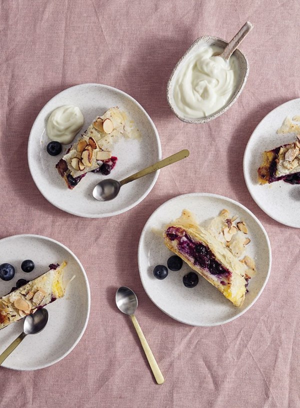 Blueberry and ricotta strudel