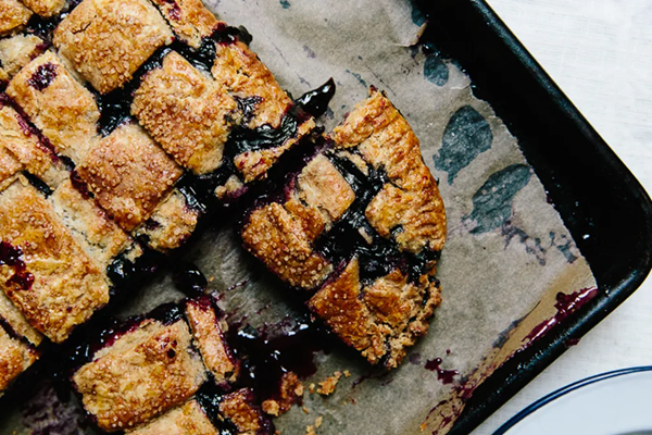 Blueberry and rye slab pie