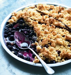 Blueberry, apple and coconut crumble