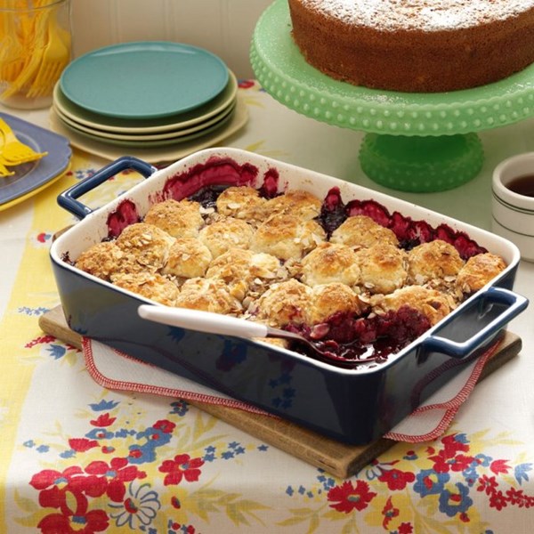 Blueberry-apple cobbler with almond topping