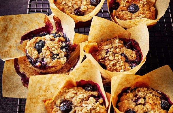 Blueberry, banana & oat muffins