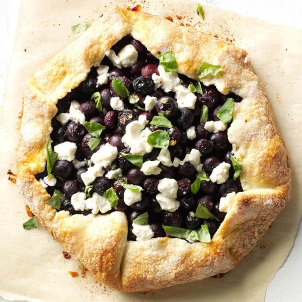 Blueberry, basil & goat cheese pie