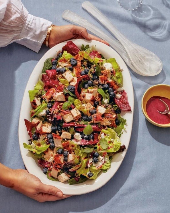 Blueberry BBQ grilled chicken salad