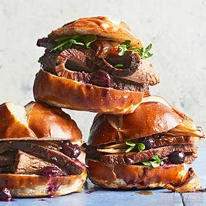 Blueberry-braised brisket sandwiches