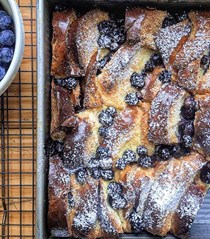 Blueberry brioche French toast casserole