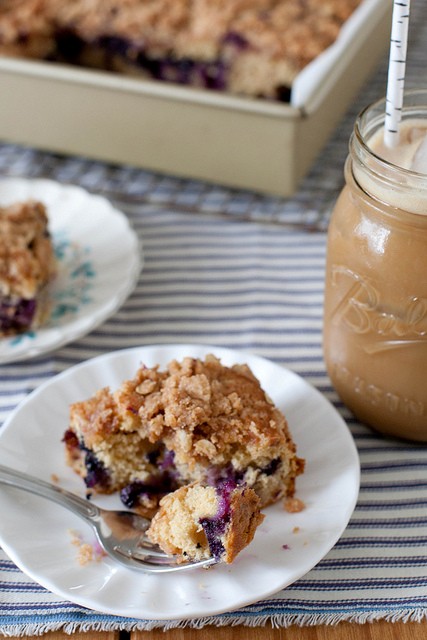 Blueberry buckle coffee cake