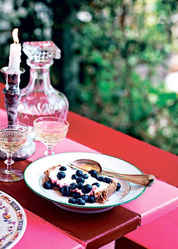 Blueberry chia jam and labneh tart [Pipi Café]